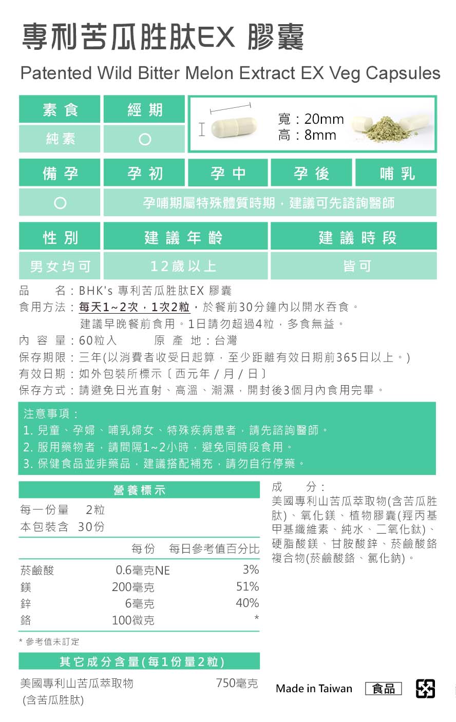 推薦BHK專利苦瓜胜肽，為日常生活保健，比秋葵水更有效，素食者也可食用。