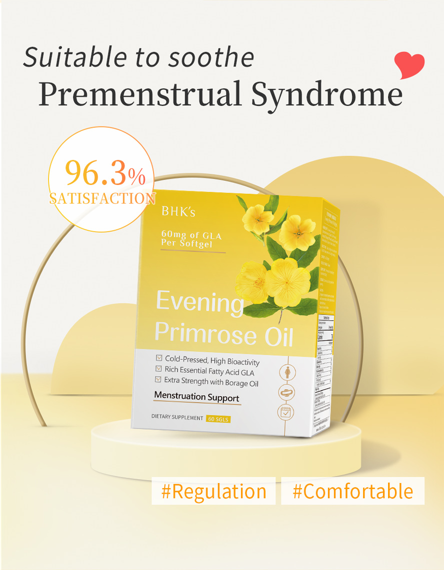 BHK's Evening Primrose Oil is suitable to soothe PMS and body regulation for comfortable menstruation.