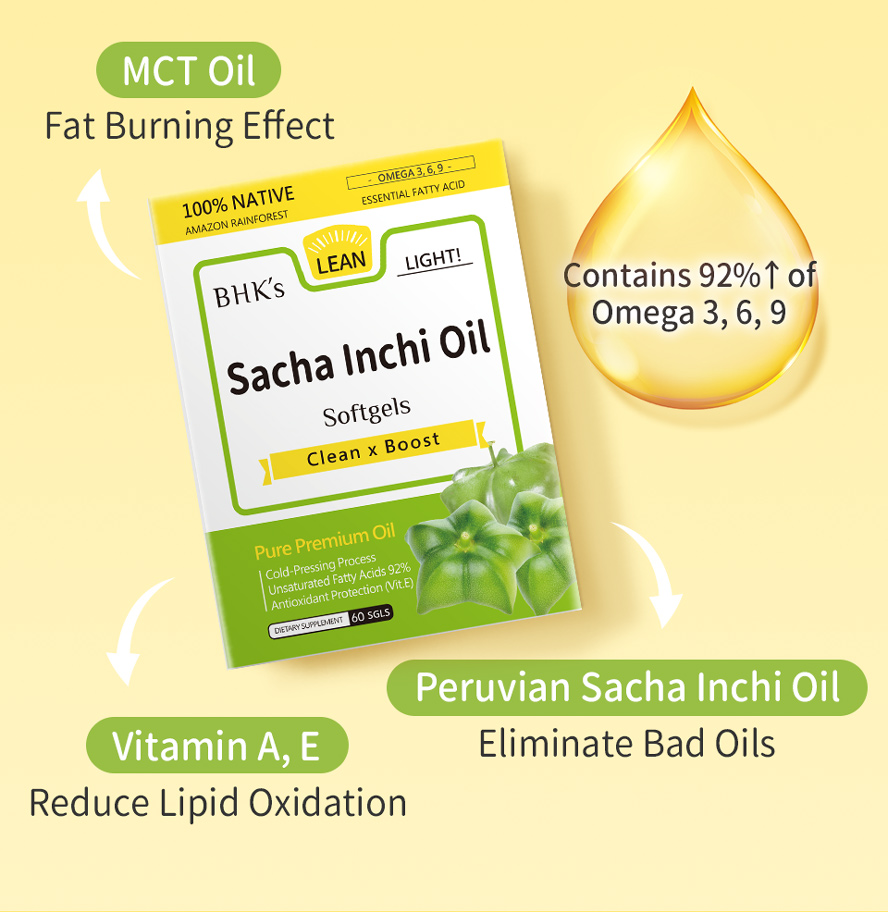 Sacha Inchi Oil is rich in unsaturated fatty acids to eliminate bad oils and added with MCT Oil and Vitamins to reduce lipid oxidation and fat burning effect.