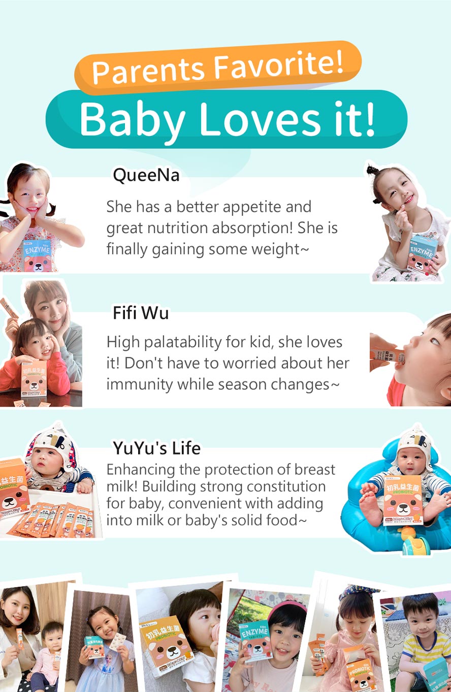 BHK's Kids Enzyme + Kids Probiotics Powder with Colostrum is highly recommended by parents.