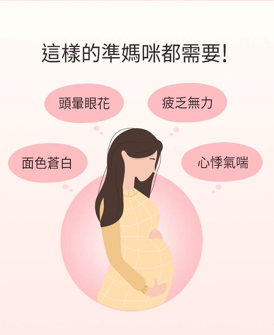 懷孕媽媽如何知道缺鐵?BHK螯合鐵建議族群，面色蒼白、容易頭暈氣喘大肚媽媽必須補鐵。