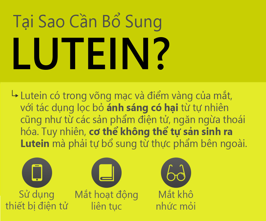 Hàm lượng lutein đủ ,bổ sung nước và dưỡng chất cho đôi mắt , giúp bạn nhìn rõ ràng