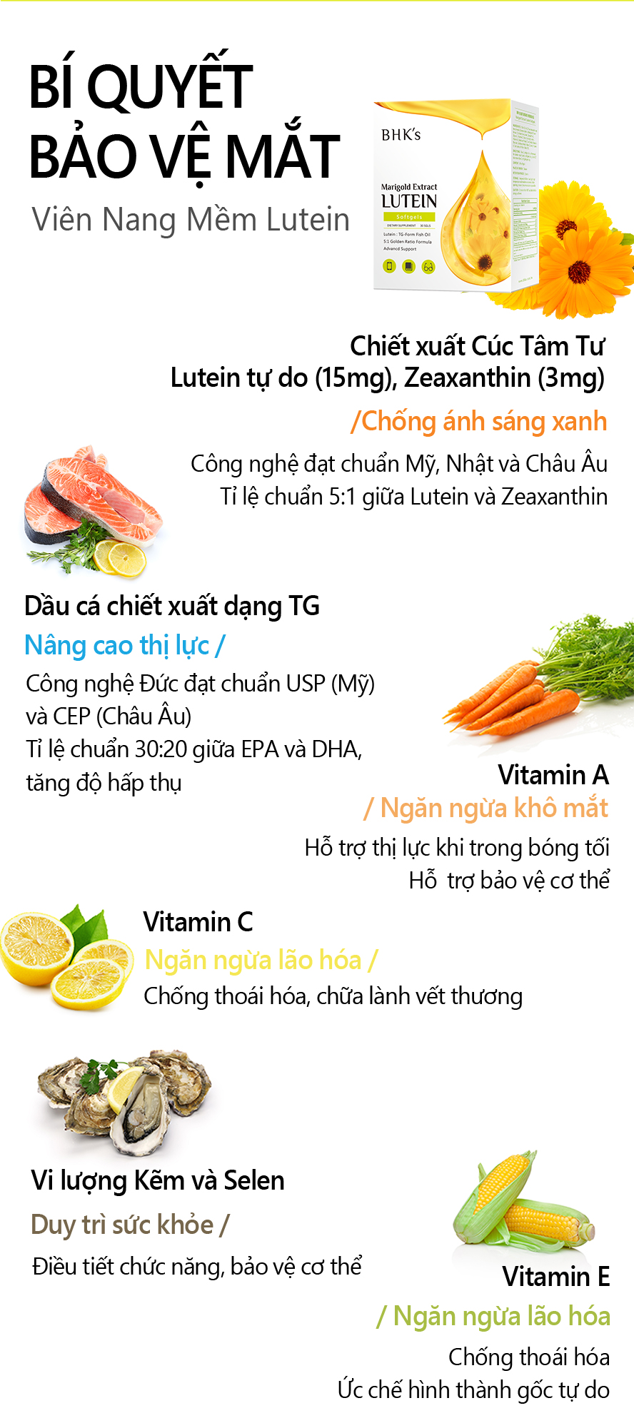 Viên nang bổ mắt BHK's chứa anthocyanin ,Bilberry ,vitamin A giúp bạn tăng cường thị lực