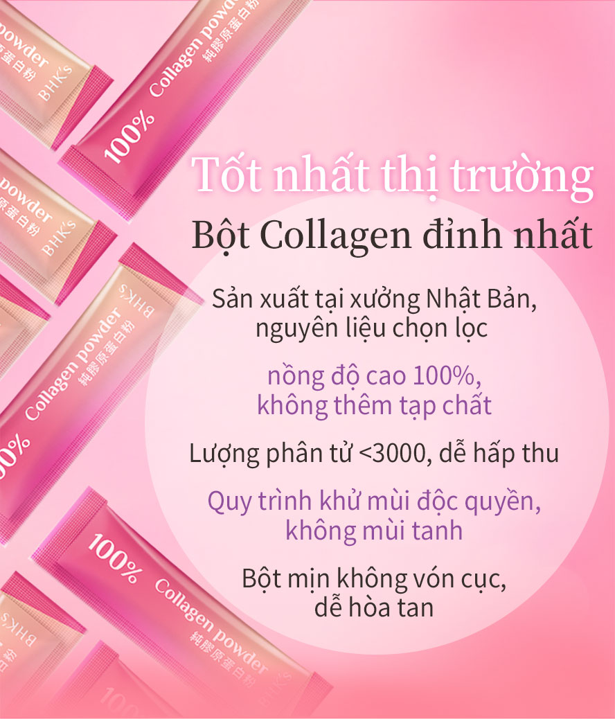 lượng phân tử nhỏ hơn <3000, dễ hấp thu không có mùi tanh