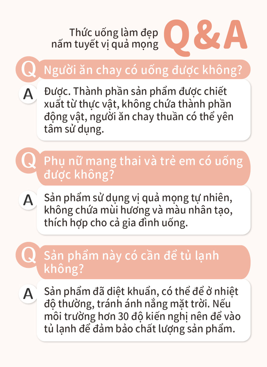 Thức uống làm đẹp nấm tuyết vị quả mọng BHKs  thích hợp cho người ăn chay uống ,chống lão hóa hiệu quả