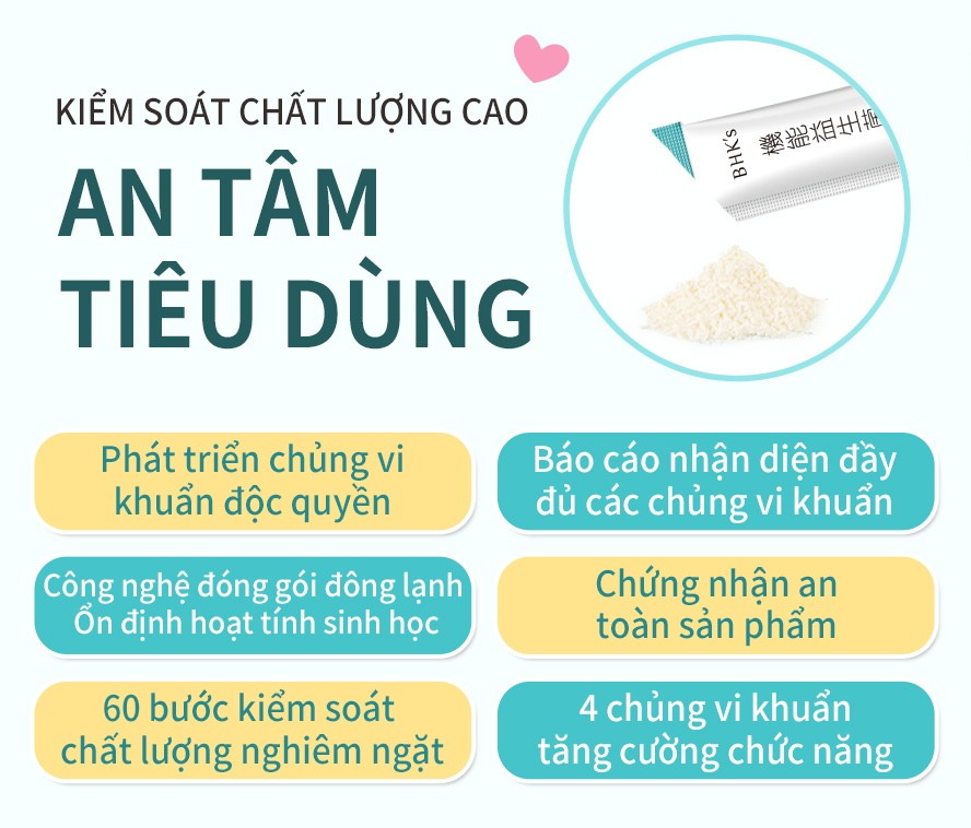 bột probiotic chất lượng cao, điều kiện phát triển chủng độc quyền, yên tâm sử dụng