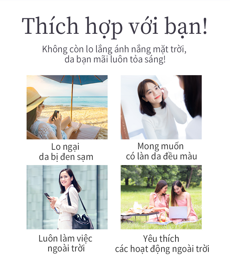 thích hợp cho những bạn hay làm việc ở ngoài, chạy xe máy, sợ đen da, thích hoạt động ngoài trời