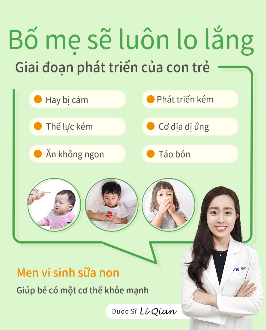 giúp bé có một cơ địa khỏe mạnh, giảm mẫn cảm, không sợ cảm, thèm ăn, đi cầu dễ dàng