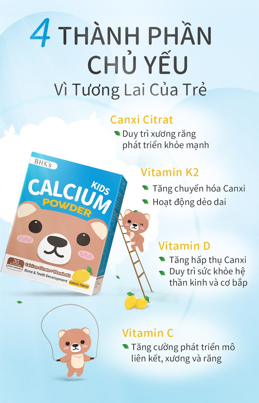 có thêm canxi Canxi citrat, vitamin K2 vitamin D và C tăng khả năng hấp thu canxi