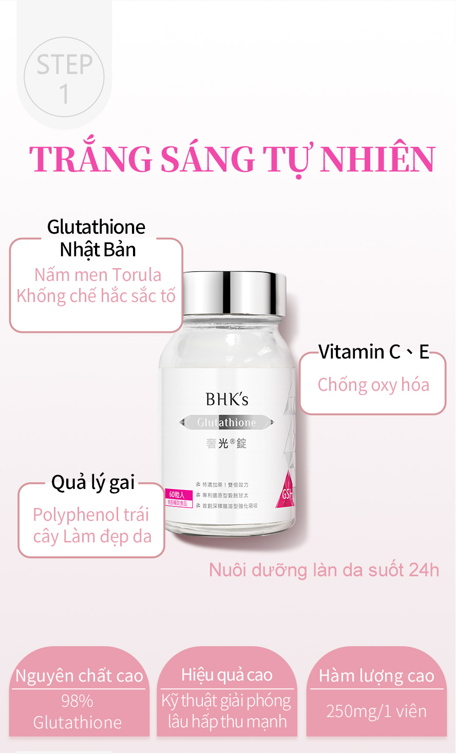 hỗ trợ ngủ ngon, trắng da, dưỡng da, cho bạn một làn da trắng trong suốt