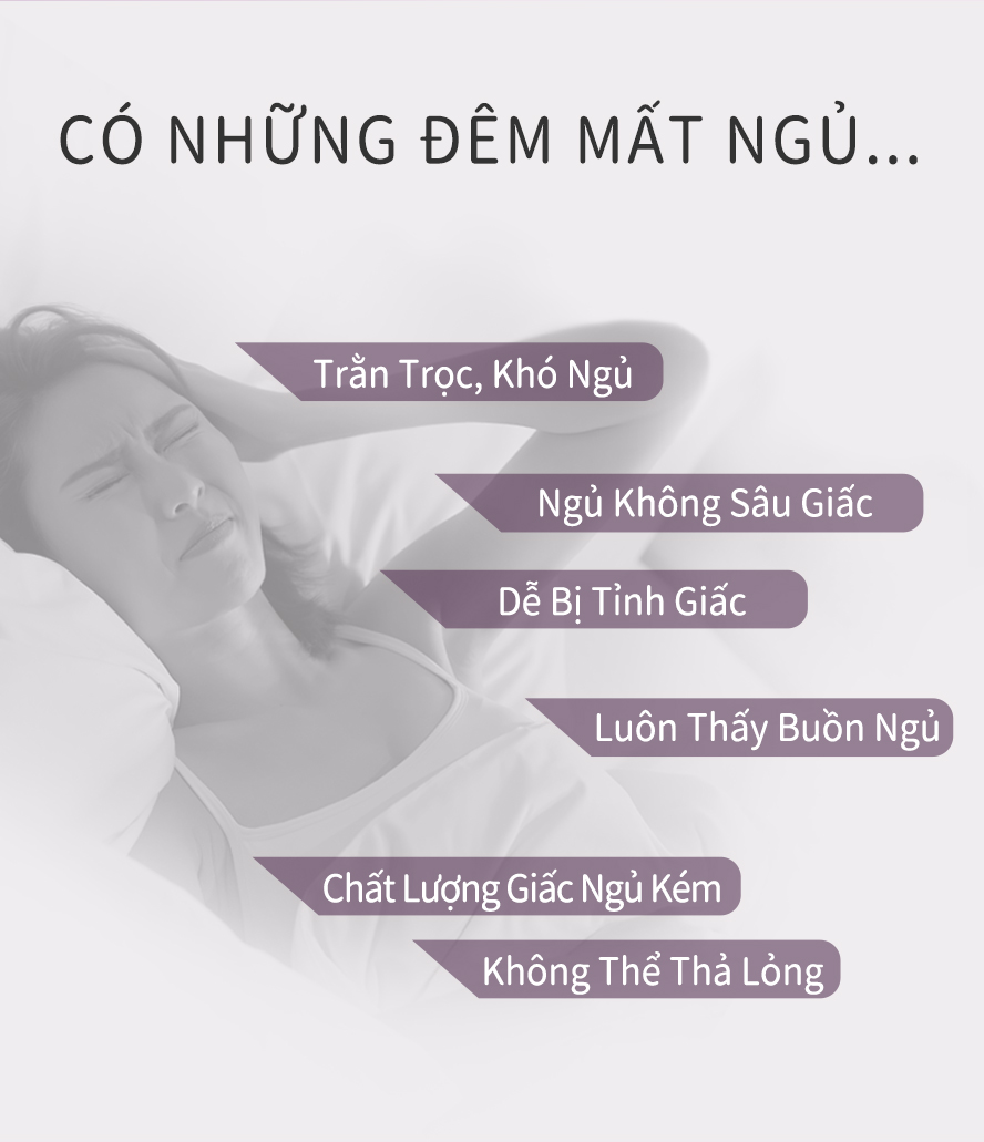 Bạn có bị mất ngủ khó ngủ không? khó ngủ, dễ tỉnh giấc, hay mơ màng, dậy sớm, cảm thấy căng thẳng lúc ngủ, kết hợp sử dụng hai loại đánh bại các chướng ngại vật ảnh hưởng đến giấc ngủ của bạn