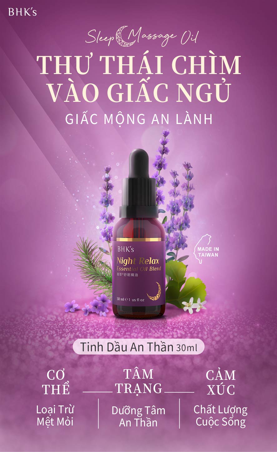 Bạn có hay bị mất ngủ không? Sử dụng dầu lavender sẽ giúp dễ ngủ hơn, thông qua mùi hương của tinh dầu và kết hợp mát xa để giảm áp lực, thư giãn, giảm mệt mỏi, tăng chất lượng giấc ngủ