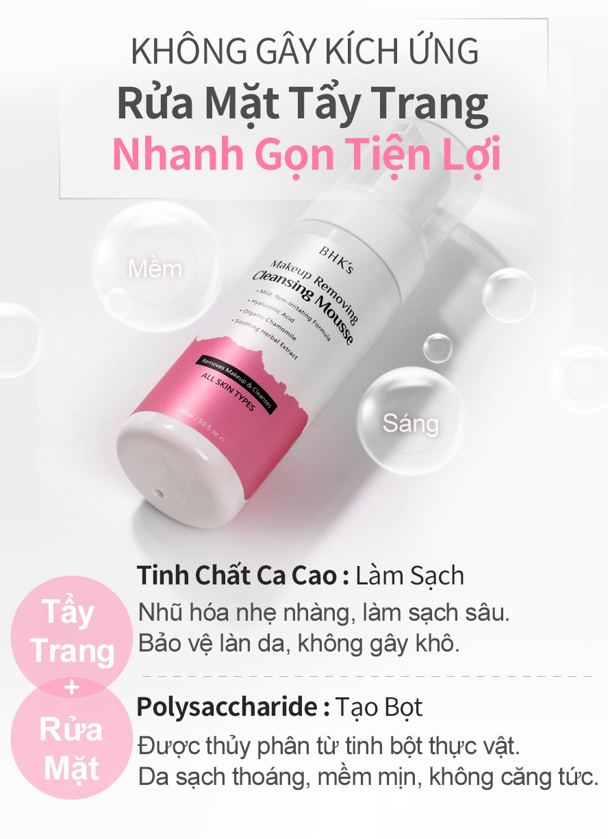 thành phần tẩy trang tự nhiên Coco-glucoside da sẽ không bị bong tróc, đỏ mẫn cảm, chất tạo bọt glucose được EU chứng nhận rửa xong không bị khô, thành phần làm sạch da dịu nhẹ nhất